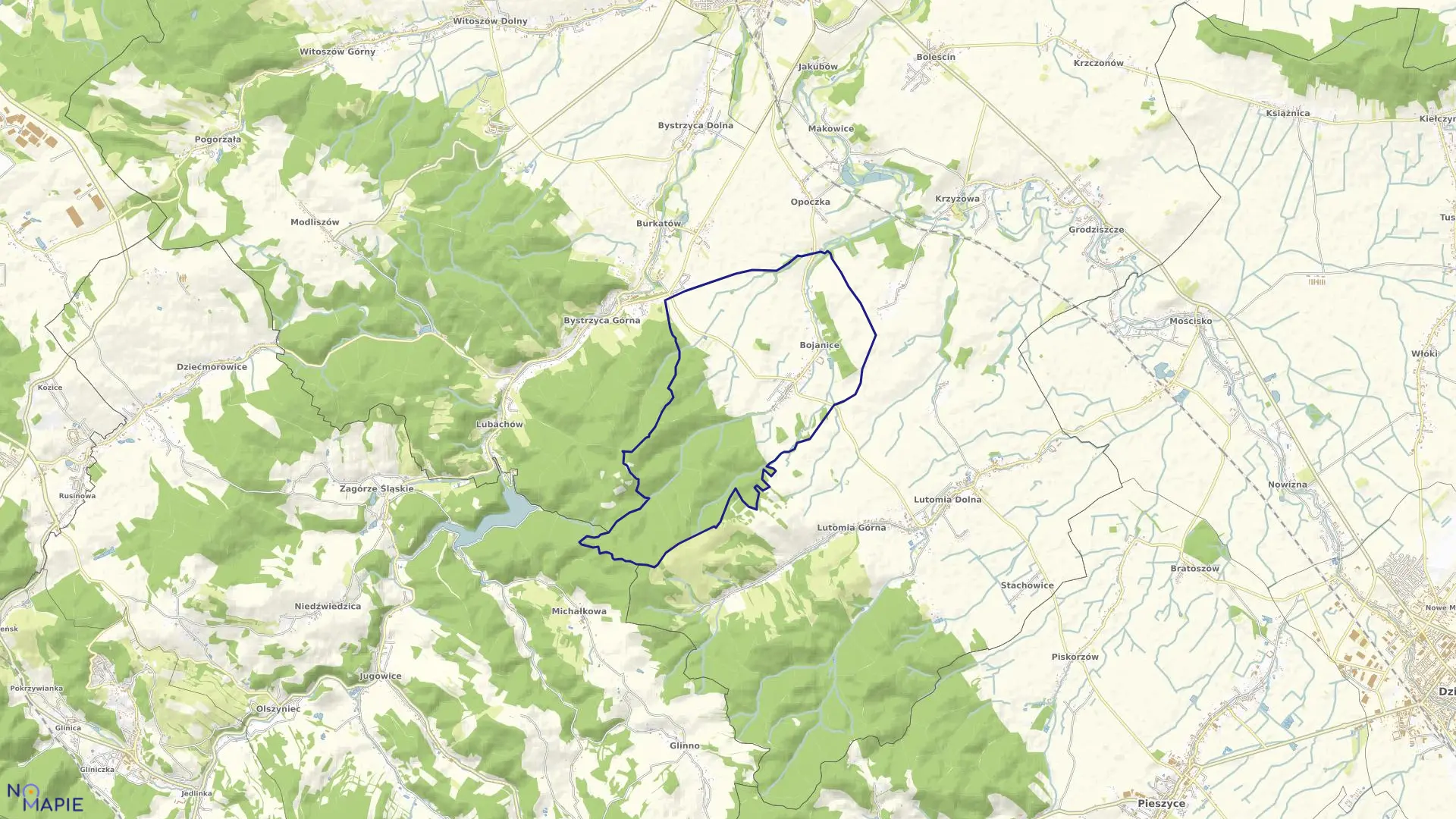 Mapa obrębu Bojanice w gminie Świdnica