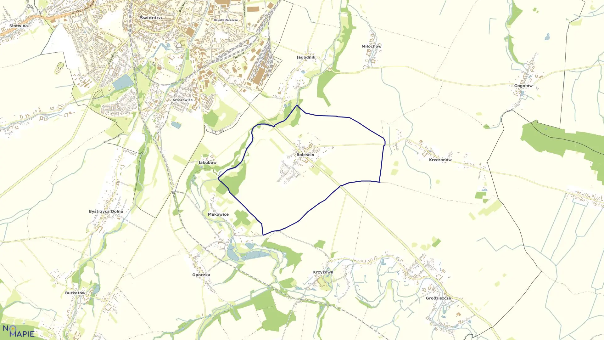 Mapa obrębu Boleścin w gminie Świdnica