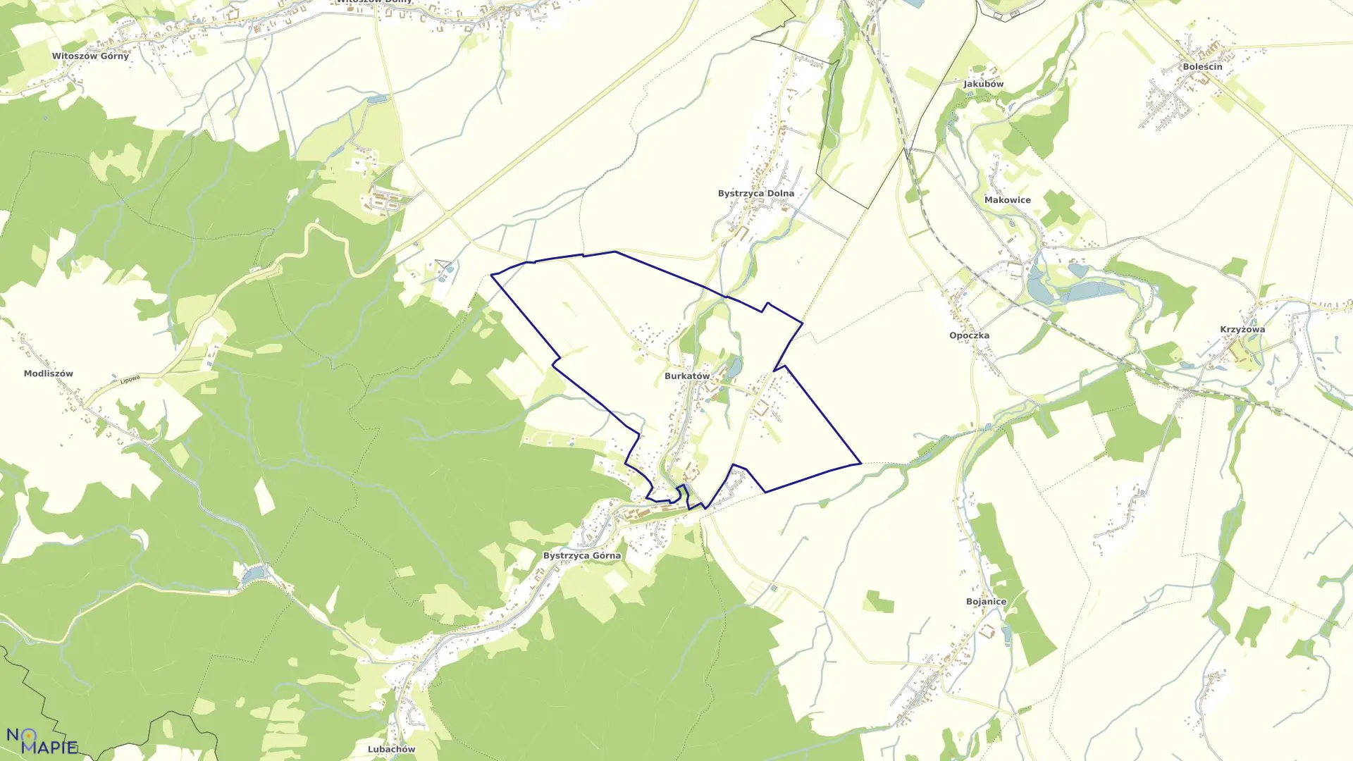 Mapa obrębu Burkatów w gminie Świdnica