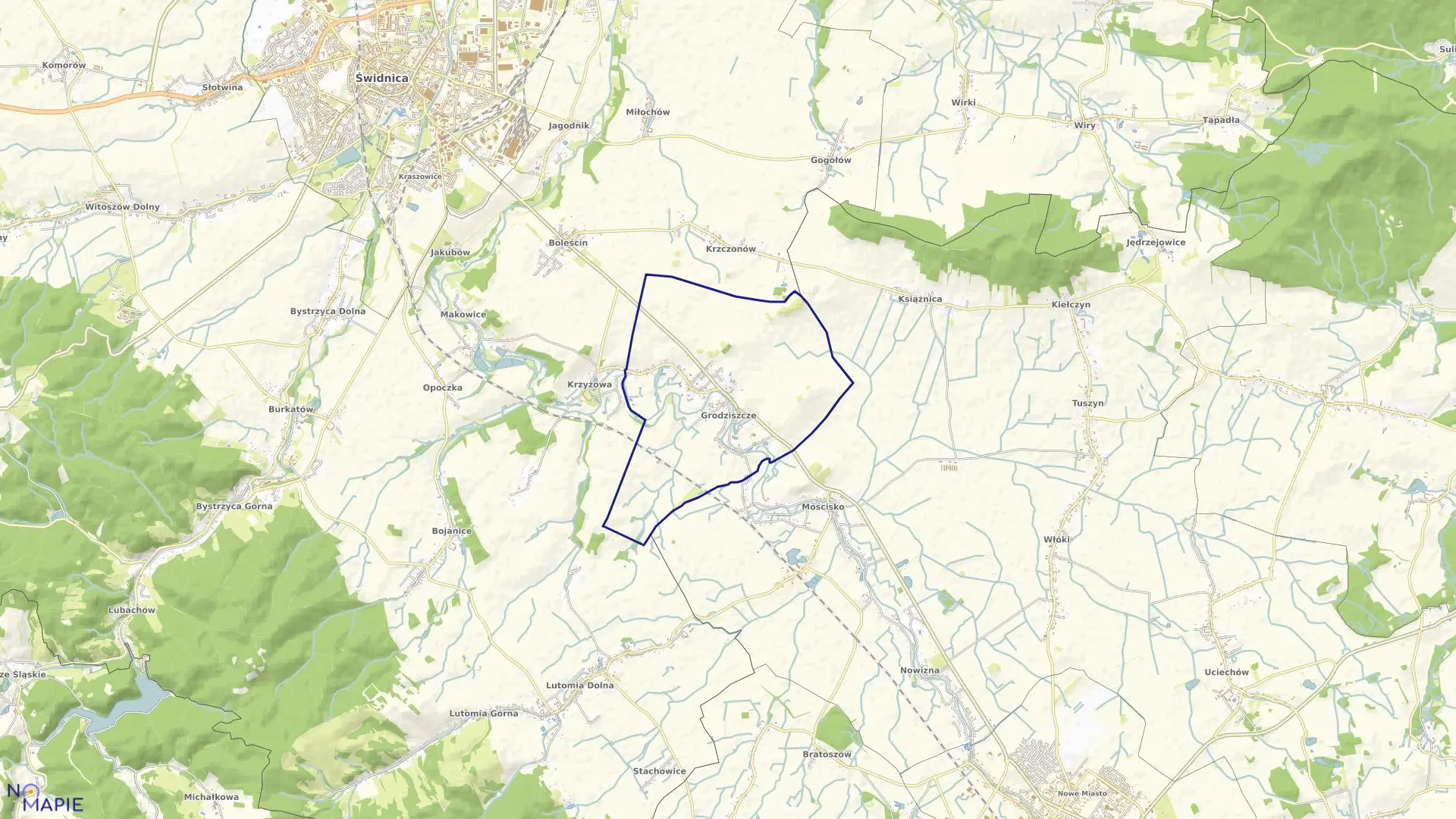 Mapa obrębu Grodziszcze w gminie Świdnica