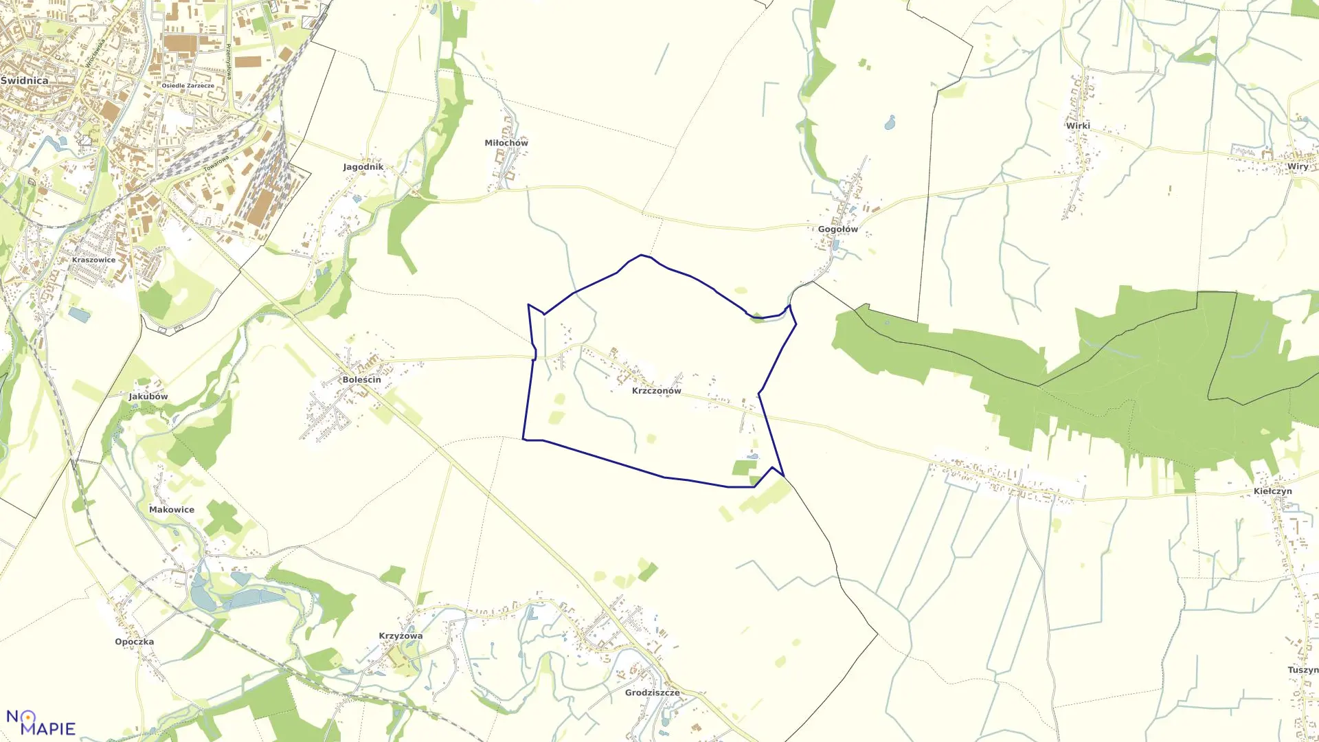 Mapa obrębu Krzczonów w gminie Świdnica