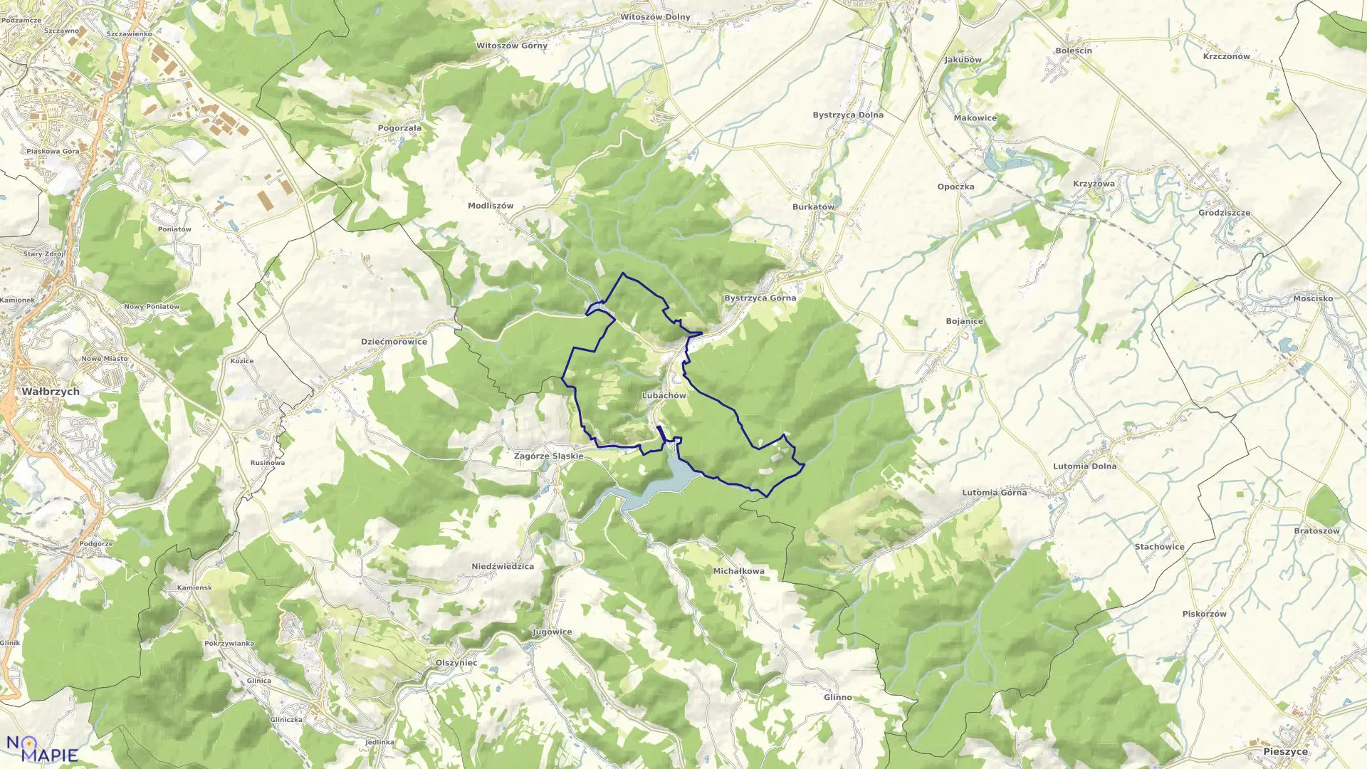 Mapa obrębu Lubachów w gminie Świdnica