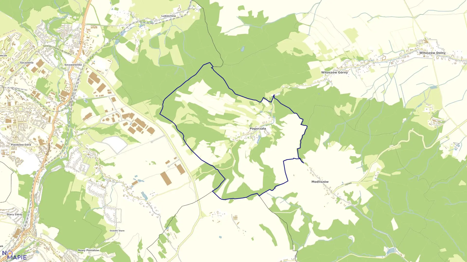 Mapa obrębu Pogorzała w gminie Świdnica