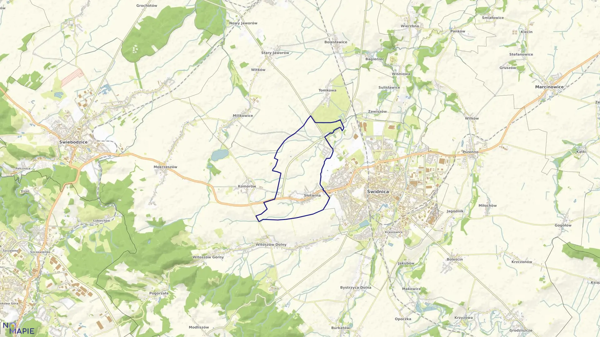 Mapa obrębu Słotwina w gminie Świdnica