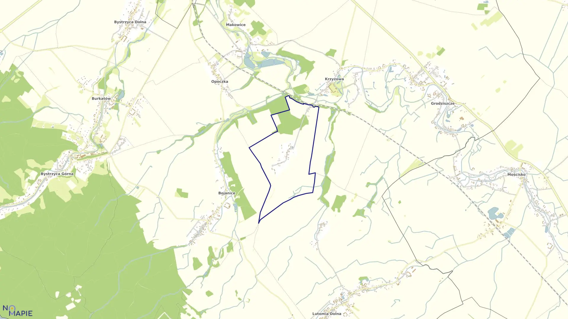 Mapa obrębu Wieruszów w gminie Świdnica