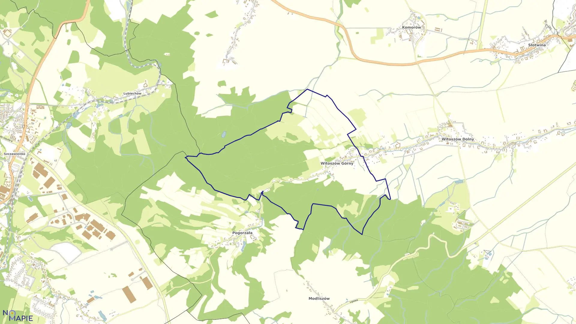 Mapa obrębu Witoszów Górny w gminie Świdnica